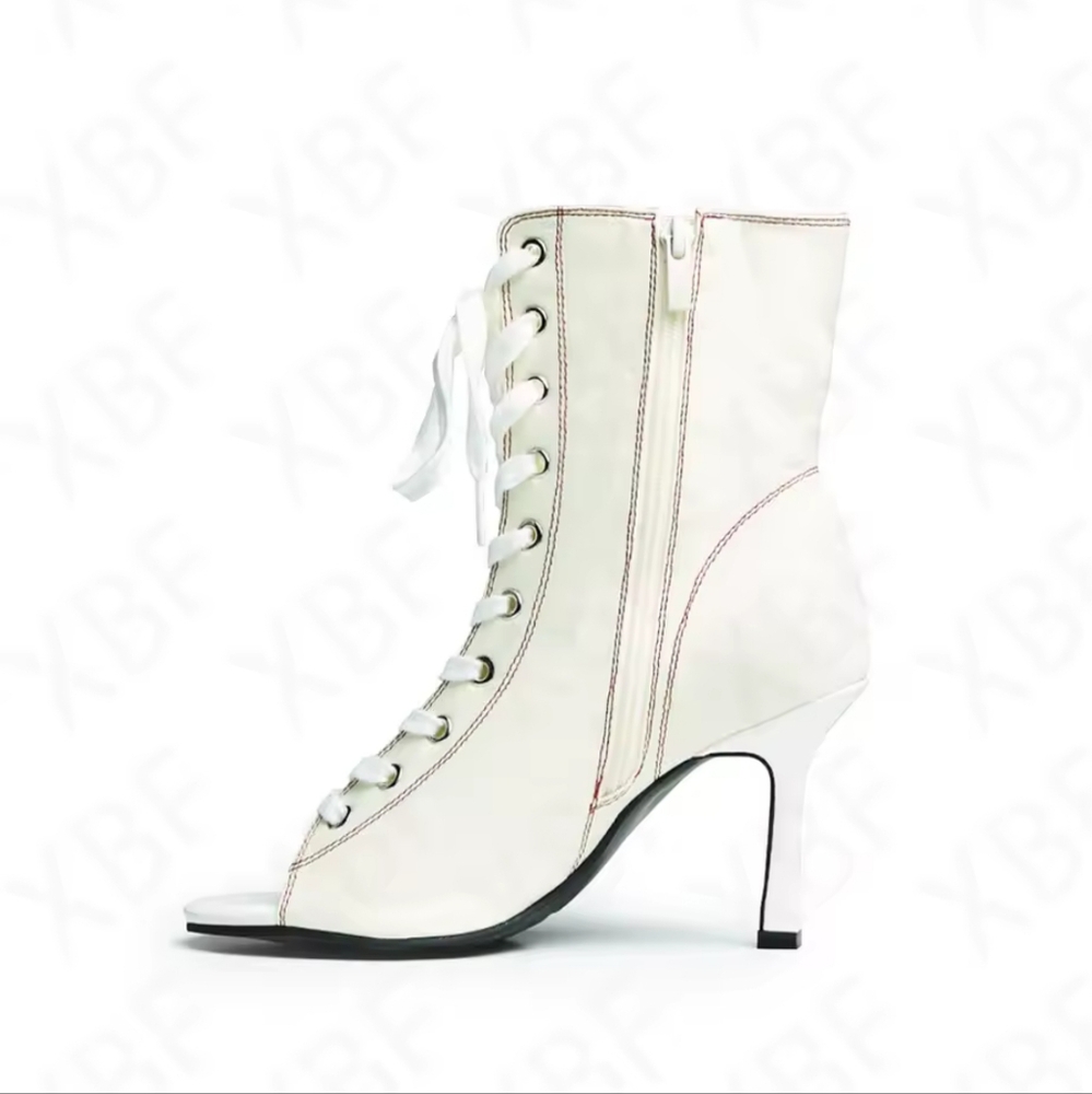 Red Lace-Up Women's Shoes - Picture 6 of 13